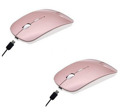 

ROQ Set Of 2 2.4Ghz Slim Rechargeable Wireless Optical Gaming Mouse(2.4GHz Wireless, Rose Gold)