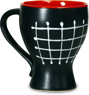 

Caffeine Coffee Stoneware in Black & Red Check Assorted (Set of 1) Handmade Ceramic Mug(400 ml)