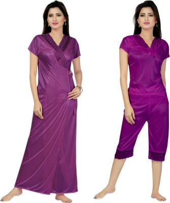 Bombshell Women Nighty Set(Purple)