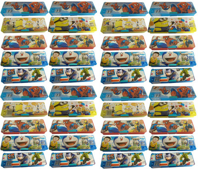 

Sofix Spiderman pencil box Doraemon school Pencil box Boys Return Birthday Gift - pack of 40 Art Plastic Pencil Boxes(Set of 40, Multicolor)