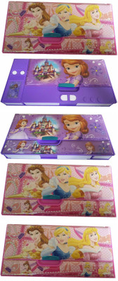 

kaykon 5 Pencil Box For Girls Return Birthday Gifts Frozen Barbie High Quality With 4 Drawers - 24cm X 11cm X 3 Cm Art Plastic Pencil Boxes(Set of 5, Multicolor)