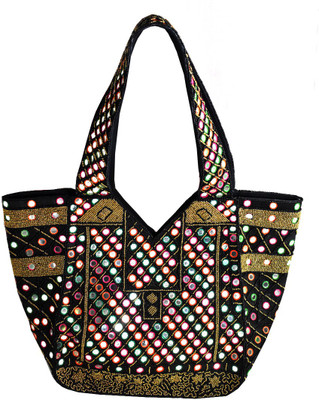 

Saffronworld Women Casual Black Canvas Shoulder Bag