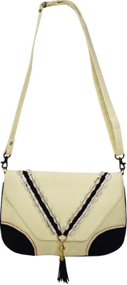 

Saffronworld Women Casual Beige Canvas Shoulder Bag