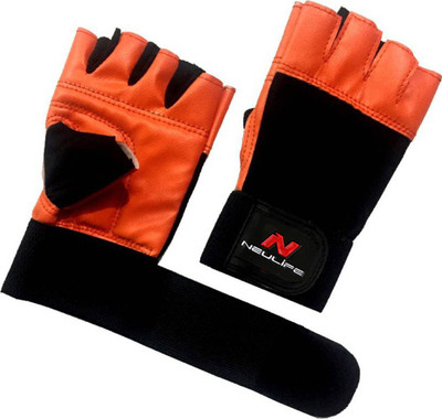 

Neulife Super Grip Gloves With Wrist Support for Weight lifting, Cycling, Biking and all physical fitness activities Gym & Fitness Gloves (, Orange