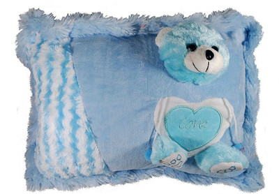 

CREATIVEVILLA CUTE BLUE STUFFED ANIMAL FACE SOFT TEDDY FUN PILLOW ( ASSORTED DESIGN ) - 35 cm(Multicolor)