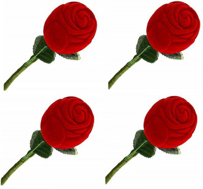 shivanshshine Pack of 4 pcs Symbol Of Love Rose Ring Box (Red) Ring Box Vanity Box(Red, Maroon)