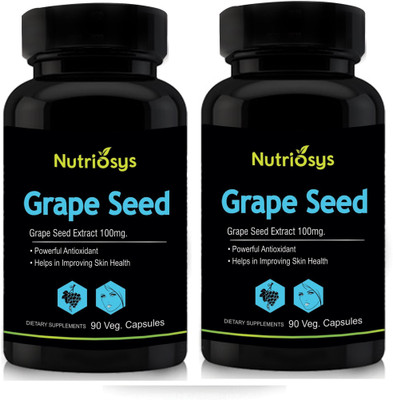 

Nutriosys Grape Seed - 100mg (Veg Capsules)- Pack of 2(180 No)