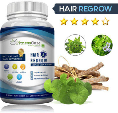 

Fitnesscure Hair Regrow 100% Natural & Herbal Supplement For Hair Loss, 60 Veg Capsules(125 g)