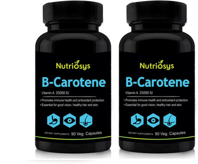 

Nutriosys Beta Carotene 25000IU (180Veg Capsules)- Pack of 2(180 No)