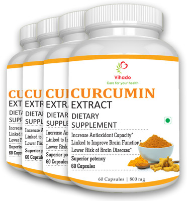 

Vihado Pure, Fresh & Organic Curcumin Extract with Lots of Health Benifits / 4 Bottle of 60 Capsule each(800 mg)
