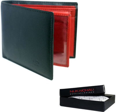 

NUKAICHAU Men Casual Blue Genuine Leather Wallet(8 Card Slots), Black