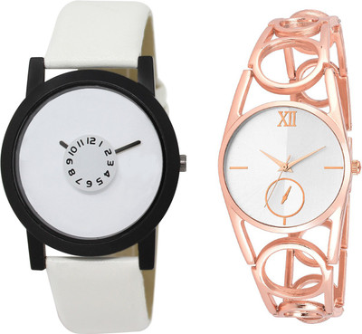 

Shocknshop LR26_213 Designer Analog Leather and Chain Strap Couple Watch - For Men & Women