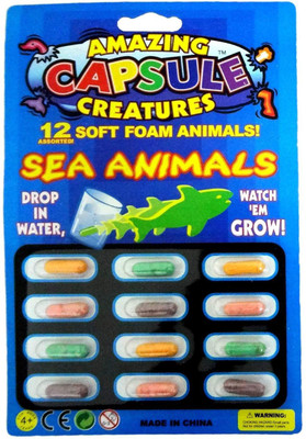 

PARTY PROPZ Animals Multi Color Growing Figures Toy 12 Pcs for Kids (Sea Animal Capsule)(Multicolor)
