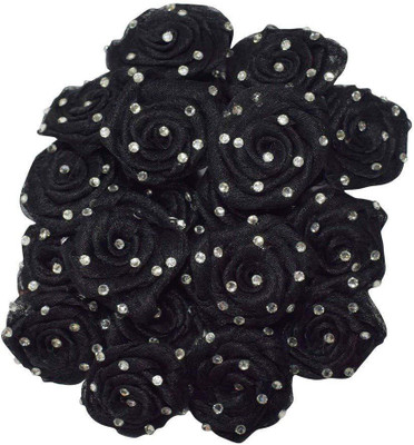 

AsianHobbyCrafts Tissue Stone Ribbon Rose Flower, Black (Pack of 24, 51mm)
