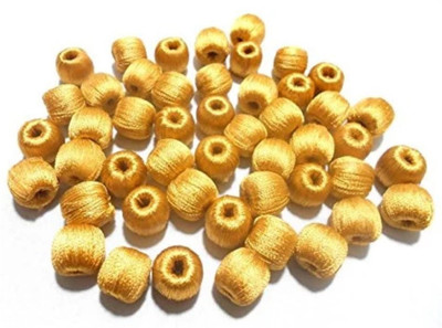 

Medonna shoppe Gold colour Silk thread wrapped beads for jewellery making, craft works, pack of 50 nos