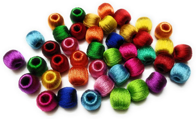 Medonna shoppe Silk thread jewellery making silk thread multicolour wrapped beads, pack of 100 nos , 20 colours, each colour 5 beads