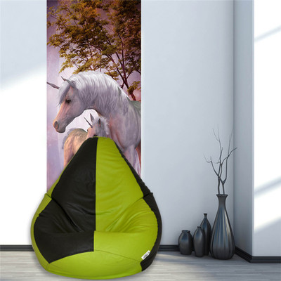 Flipkart SmartBuy XL Flipkart Smartbuy Teardrop Bean Bag Teardrop Bean Bag With Bean Filling(Green, Black)