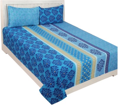 friends hub 180 TC Cotton Double Abstract Flat Bedsheet(Pack of 1, Multicolor)