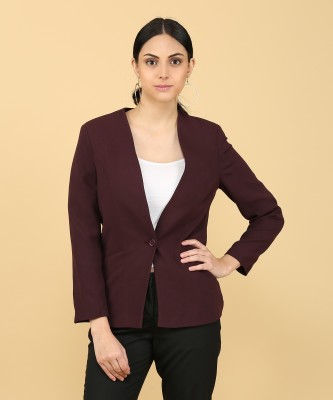Arrow Solid Single Breasted Formal Women Blazer(Purple) at flipkart