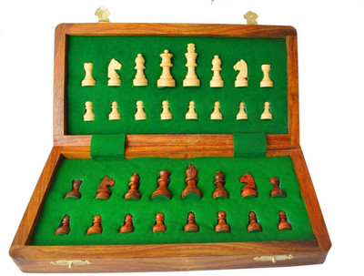 ZAP IMPEX Wood Magnetic Travel Chess, Chessmen Set and Wooden Board Traveling Games (Folding 7 inch) Board Game