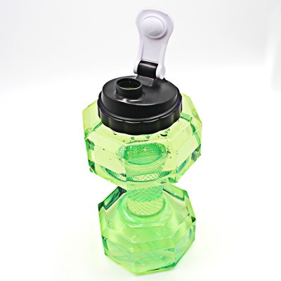 IRIS Portable Dumbbell Shape (2.2 Litres) 2200 ml Shaker(Pack of 1, Green, Plastic)