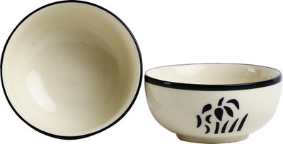 

Caffeine Caffeine Ceramic Handmade Black Small & Stout Pudding Dessert Bowl- Set of 2 Stoneware Bowl Set(Black, White, Pack of 2)