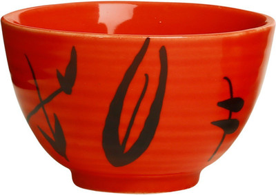 

caffeine Katori Dessert Ceramic in Glossy Red Leaf (Set of 1) Handmade Stoneware Bowl(Red, Pack of 1)