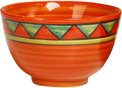 

Caffeine Katori Dessert Ceramic in Orange Triangle (Set of 1) Handmade Stoneware Disposable Bowl(Orange, Pack of 1)