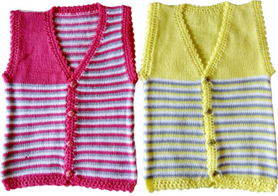 

Little Aayu Baby Boys & Baby Girls Button Cardigan, Pink & yellow