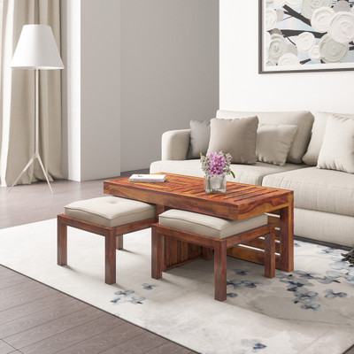 Flipkart Perfect Homes Sheesham Wood Solid Wood Coffee Table(Finish Color - Honey Teak)