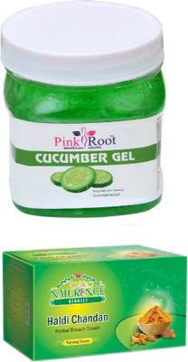 

Pink Root CUCUMBER GEL 500ML WITH NATURENCE HALDI CHANDAN BLEACH 200G(Set of 2)