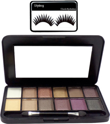 

styling eyelashes with 12 shade eye shadow color palette(Set of 2)