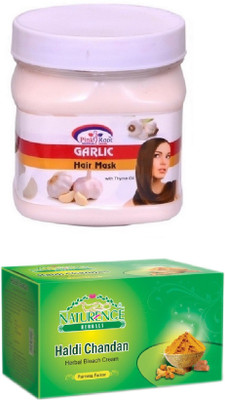 

Pink Root GARLIC MASK 500ML WITH NATURENCE HALDI CHANDAN BLEACH 200G(Set of 2)