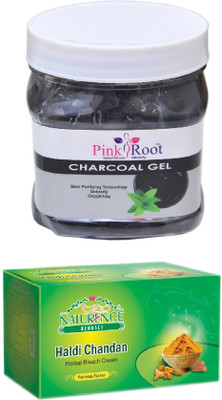 

Pink Root CHARCOAL GEL 500ML WITH NATURENCE HALDI CHANDAN BLEACH 200G(Set of 2)