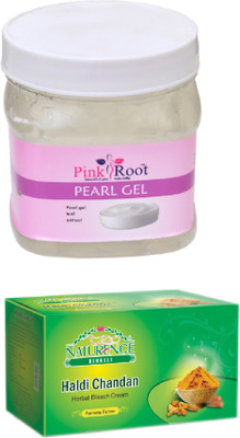 

Pink Root PEARL GEL 500ML WITH NATURENCE HALDI CHANDAN BLEACH 200G(Set of 2)