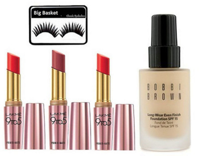 

big basket Eyelashes,Bobbi Brown Long Wear Even Finish Foundation Spf 15, Lipstick (Pack Of 3)(Set of 5)