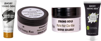 

Angry Young Man Hair Wax (Pack of 2), Charcoal Face Wash & Peel off Mask (50 Gram)(Set of 4)