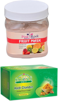 

Pink Root FRUIT MASK 500ML WITH NATURENCE HALDI CHANDAN BLEACH 200G(Set of 2)
