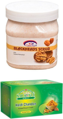 

Pink Root BLACKHEADS SCRUB 500ML WITH NATURENCE HALDI CHANDAN BLEACH 200G(Set of 2)