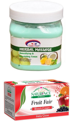 

Pink Root HERBAL MASSAGE CREAM 500ML WITH NATURENCE FRUIT BLEACH 200G(Set of 2)