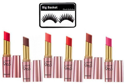 

big basket Eyelashes,9to5 Lipstick (pack of 7)(Set of 7)