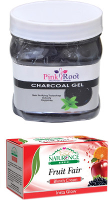 

Pink Root CHARCOAL GEL 500ML WITH NATURENCE FRUIT BLEACH 200G(Set of 2)
