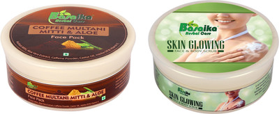 

Basaika Herbal Care Combo Pack of 2 ( Coffee Multani Mitti & Aloe face pack & Skin glowing face & body scrub ), 50 gms each(Set of 2)
