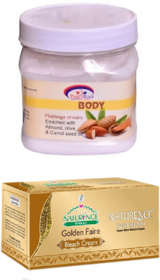 

Pink Root BODY MASSAGE CREAM 500ML WITH NATURENCE GOLD BLEACH 200G(Set of 2)