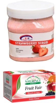 

Pink Root STRAWBERRY SCRUB 500ML WITH NATURENCE FRUIT BLEACH 200G(Set of 2)