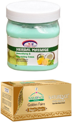 

Pink Root HERBAL MASSAGE CREAM 500ML WITH NATURENCE GOLD BLEACH 200G(Set of 2)