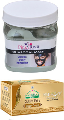 

Pink Root CHARCOAL MASK 500ML WITH NATURENCE GOLD BLEACH 200G(Set of 2)