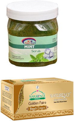

Pink Root MINT SCRUB 500ML WITH NATURENCE GOLD BLEACH 200G(Set of 2)