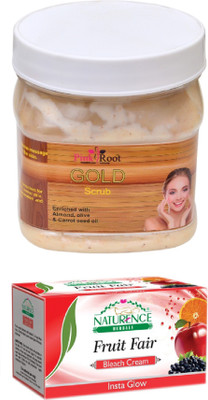 

Pink Root GOLD SCRUB 500ML WITH NATURENCE FRUIT BLEACH 200G(Set of 2)