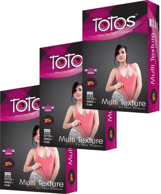 

TOTOS STRAWBERRY MULTI TEXTURE DOTTED FOR MEN CONDOM Condom(Set of 3, 30S)